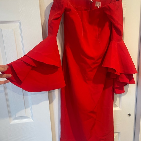 Flame Red Selena Slit Dress **Pulled tag off but never worn. - Picture 5 of 5